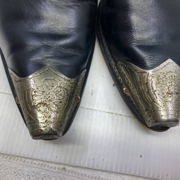 Vtg DURANGO western cowboy rockabilly harness metal tips cobweb mens sz 10 1/2EE - Picture 7 of 13